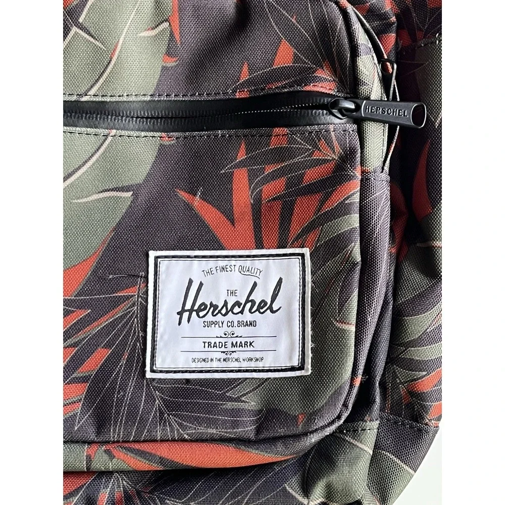 Herschel Supply Co. Backpack Unisex OS Green Orange Tropical Leaf Print Canvas‎